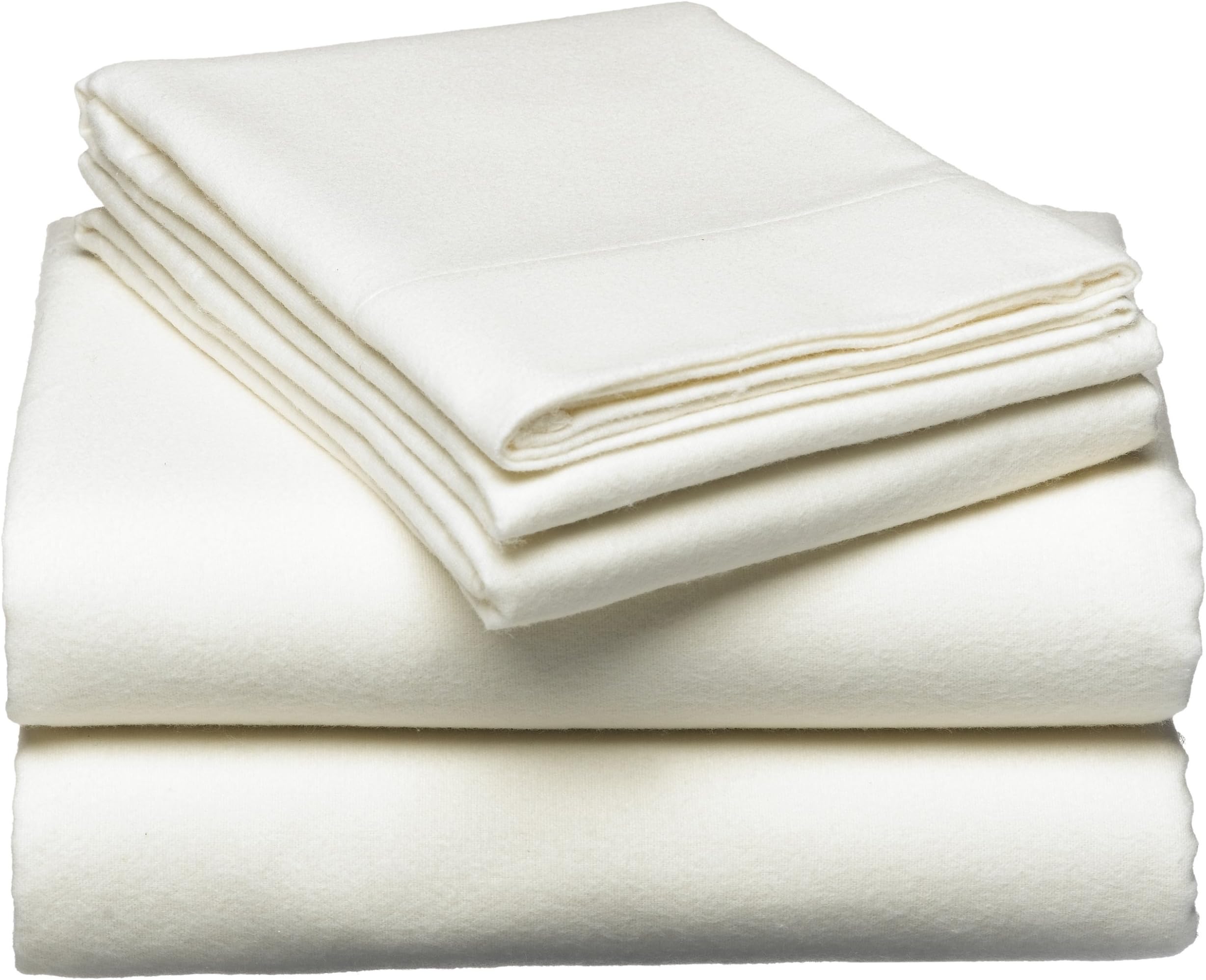 Amazon Brand – Pinzon Lightweight Cotton Flannel Sheet Set - King, Cream