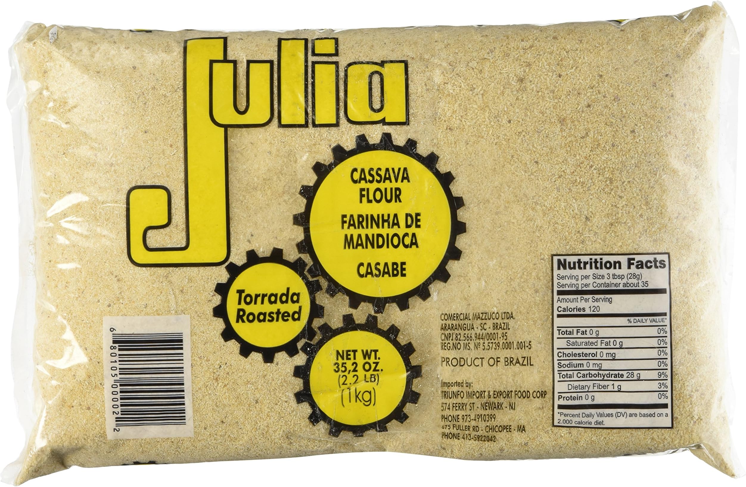 Julia - Seasoned Cassava Flour - 35,2 oz (1kg) [PACK Of 1] | Farinha de Mandioca Casabe | Torrada / Roasted