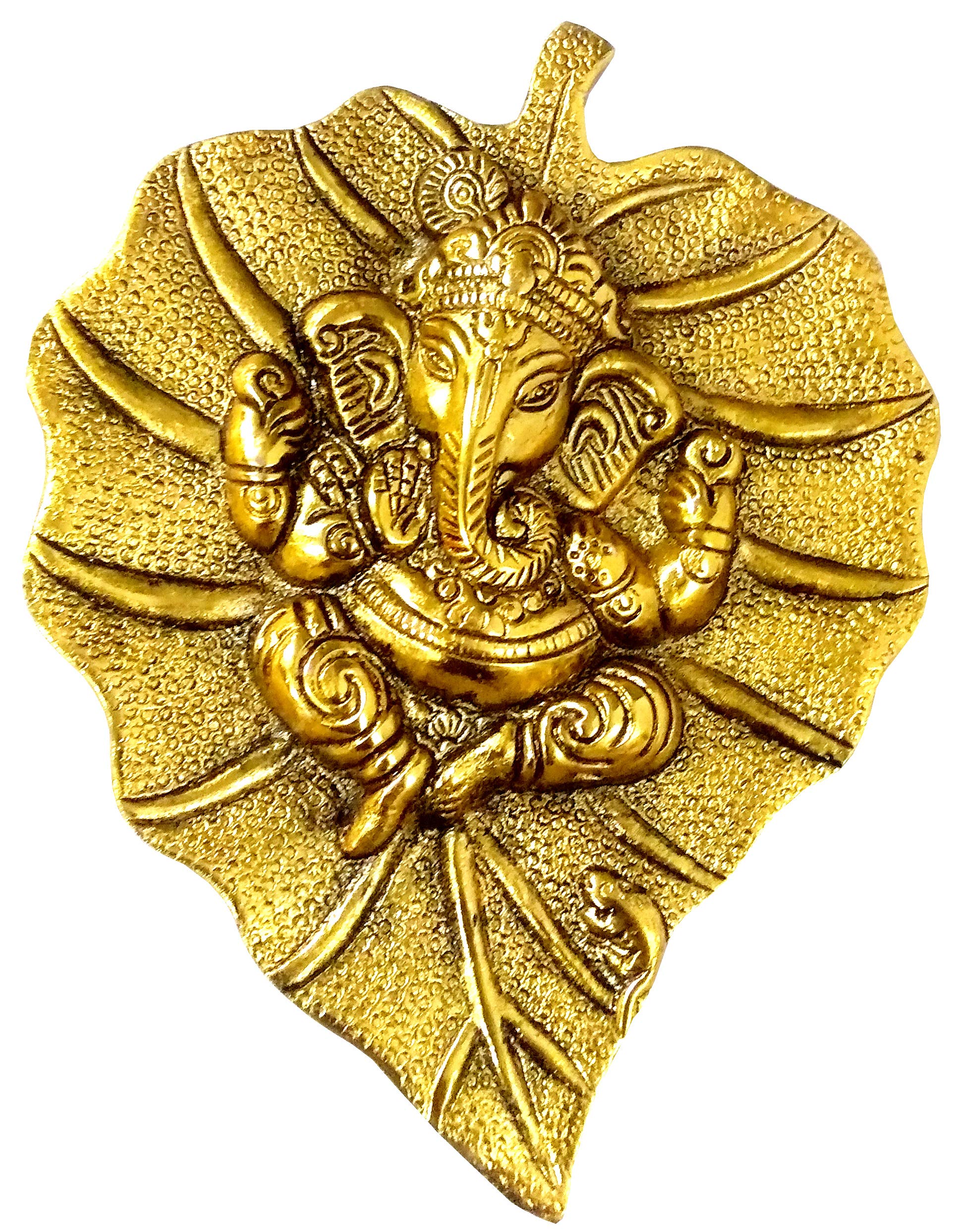 Ganesha tenture murale métal blanc Ganapathy idole dorée déco indienne 10187A