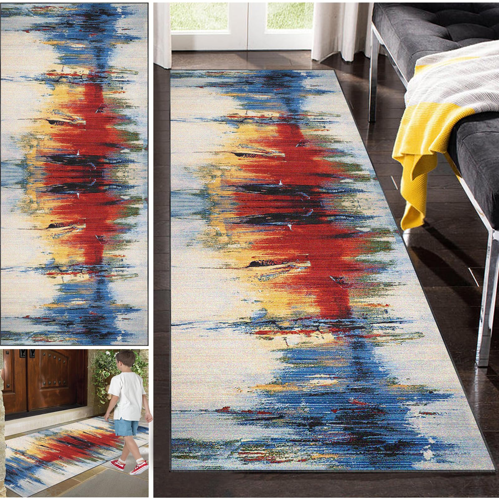 Tapis de couloir cuisine 80 x 350 cm idéal pour habiller une entrée de maison