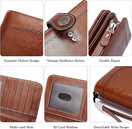 Miniatura 6 de BOSTANTEN Mochila para computadora portátil para mujer, mochila de cuero genuino, bolsa de viaje y cartera de cuero genuino de gran capacidad,