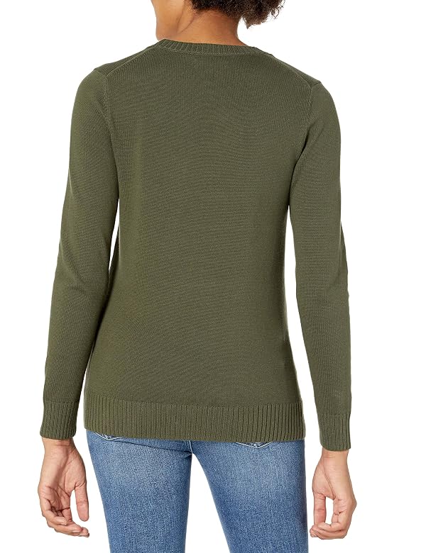 Amazon Essentials Women's Lightweight Soft Crewneck Sweater, 100% Cotton, Plus Size Available, Olive, Medium by Amazon Essentials - Used condition - Image 2
