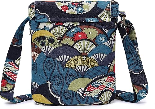 Vista 2 de OPQRSTU Bolso bandolera de lona retro de tamaño pequeño para mujer, estilo hippie y bohemio