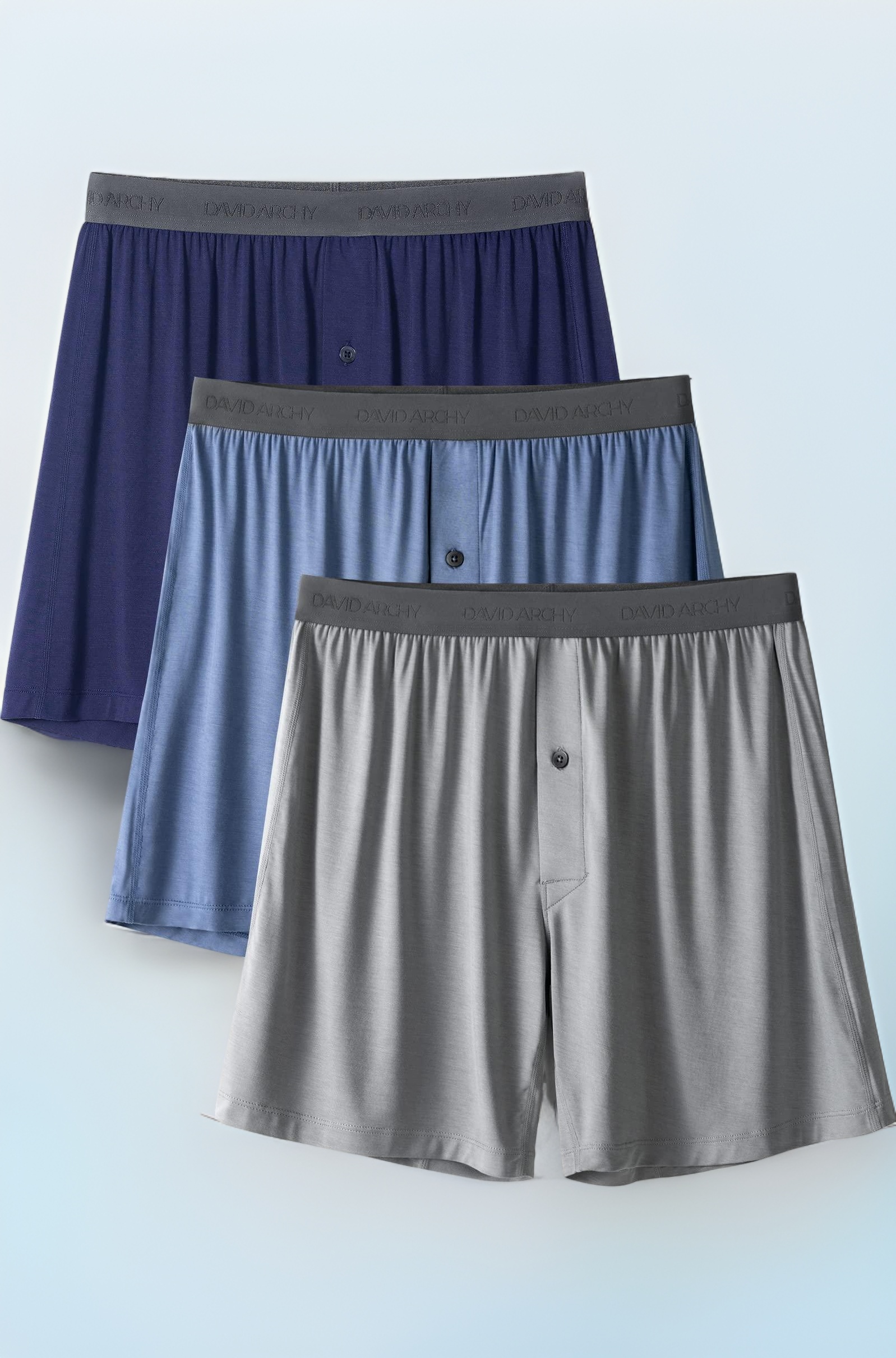 DAVID ARCHY Mens Underwear Bamboo Boxers for Men Breathable and Cool Men's Boxer Shorts with Button Fly 3 Pack