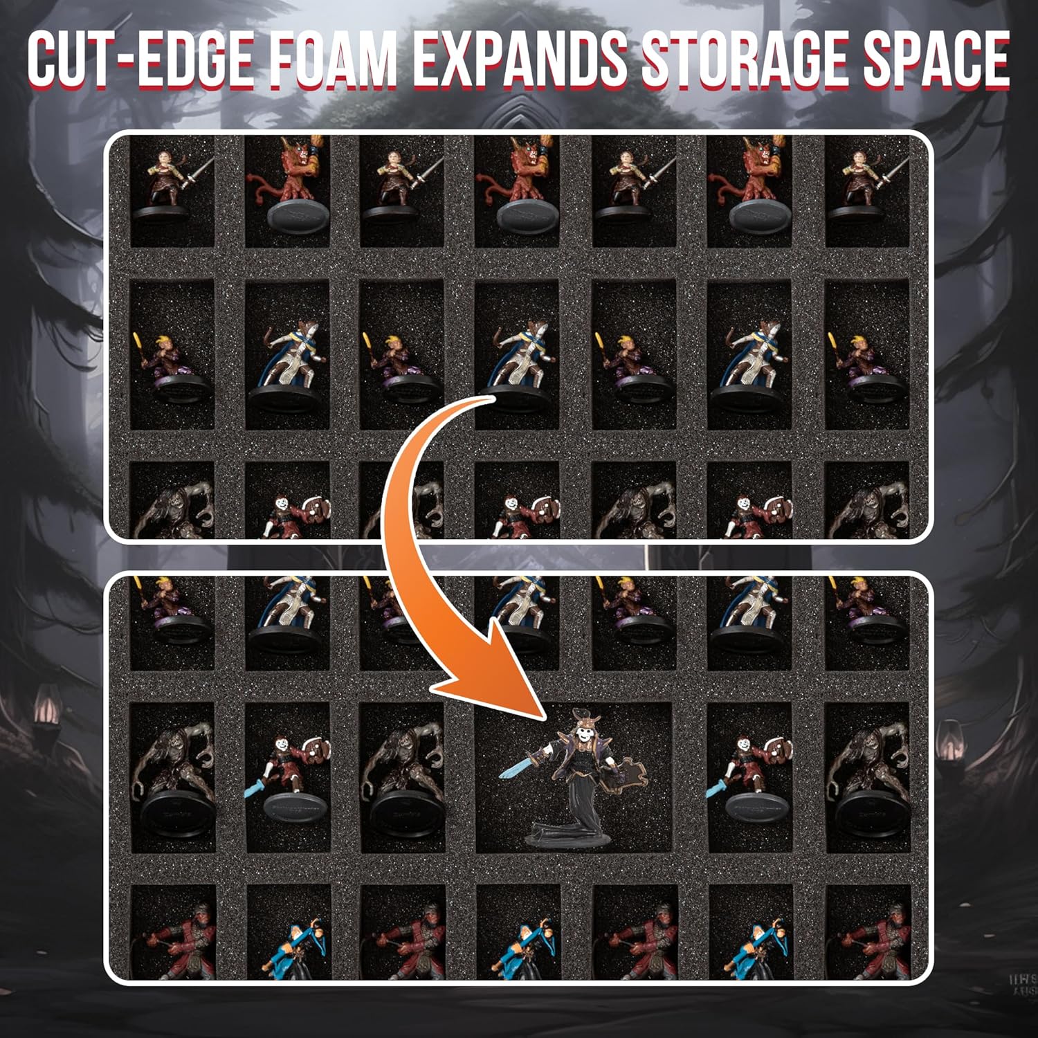 Miniature Carrying Case Miniature Storage Figure Bag 120 Slot Figurine Carrying Case Compatible with 40k, DND and More (Black, Bag Only)