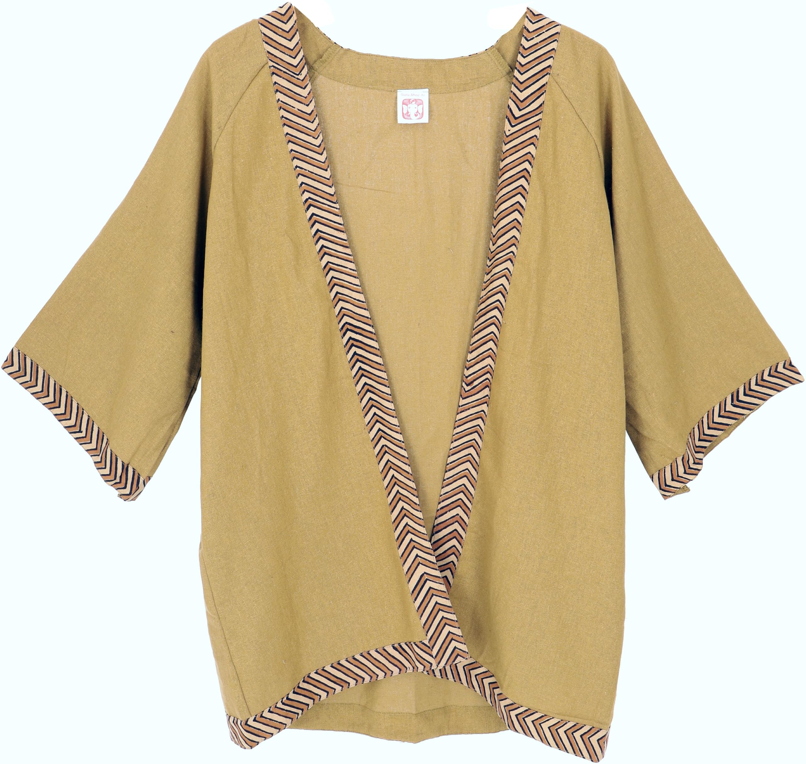 GURU SHOP Kimono corto, cárdigan, kimono de algodón abierto, mujer, negro, algodón, talla: talla única