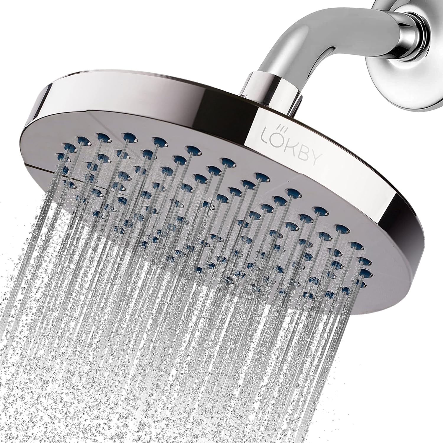 LOKBY 6" Pressure Boosting Shower Head Chrome Shower Head Rain