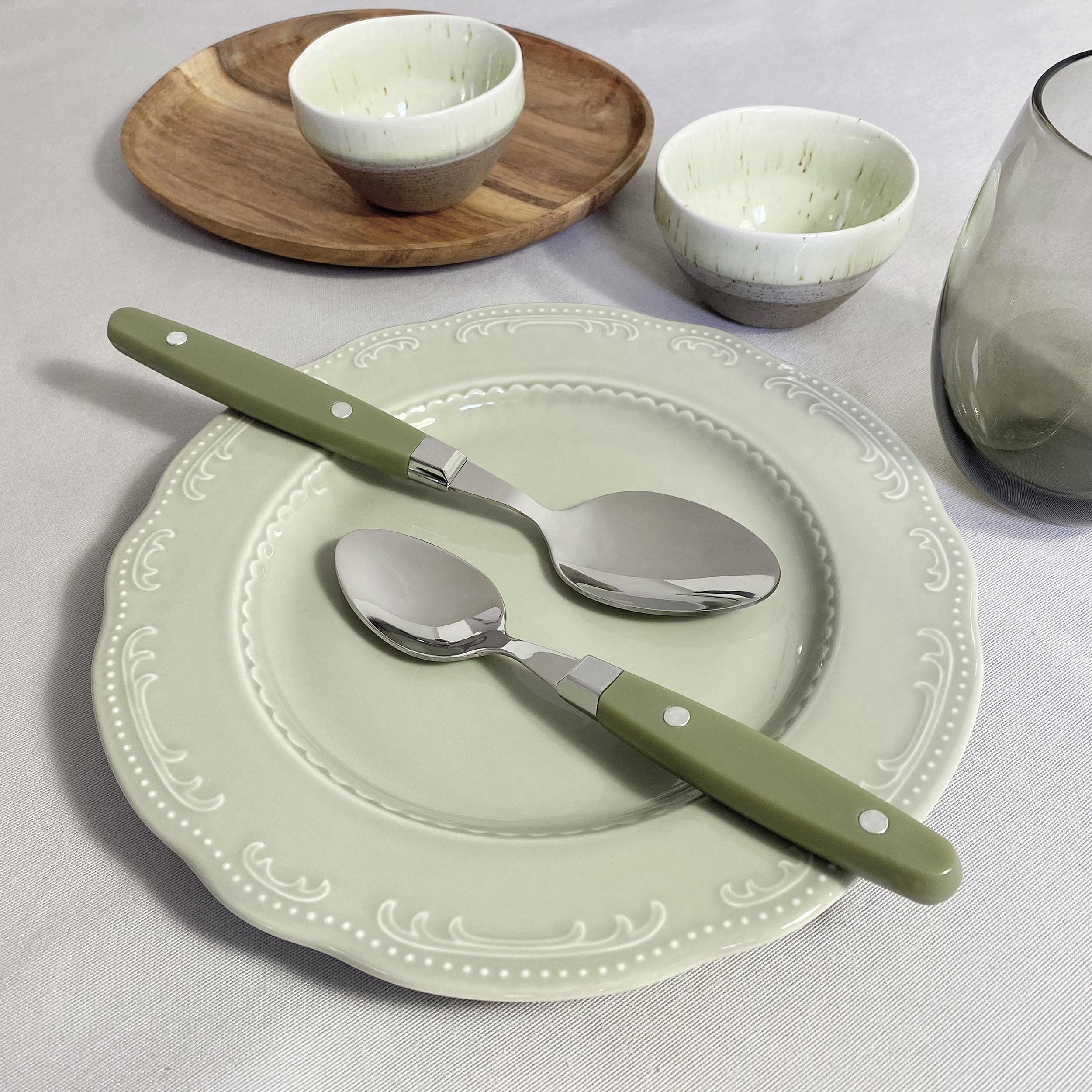 Prima Collection Lot de 24 couverts de la série Country en acier inoxydable sans nickel, avec poignée, couleur bois, avec boîte cadeau