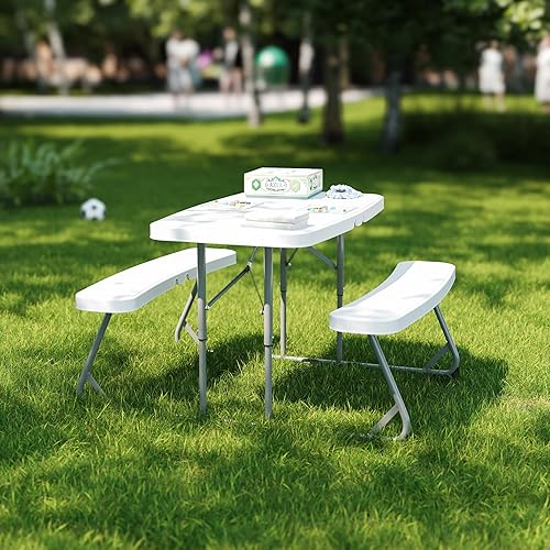 Miniatura 5 de Flash Furniture Mesa de picnic y bancos de plástico plegable fácil para niños, grado comercial, recomendado para hasta 5 años, juego de 1, color