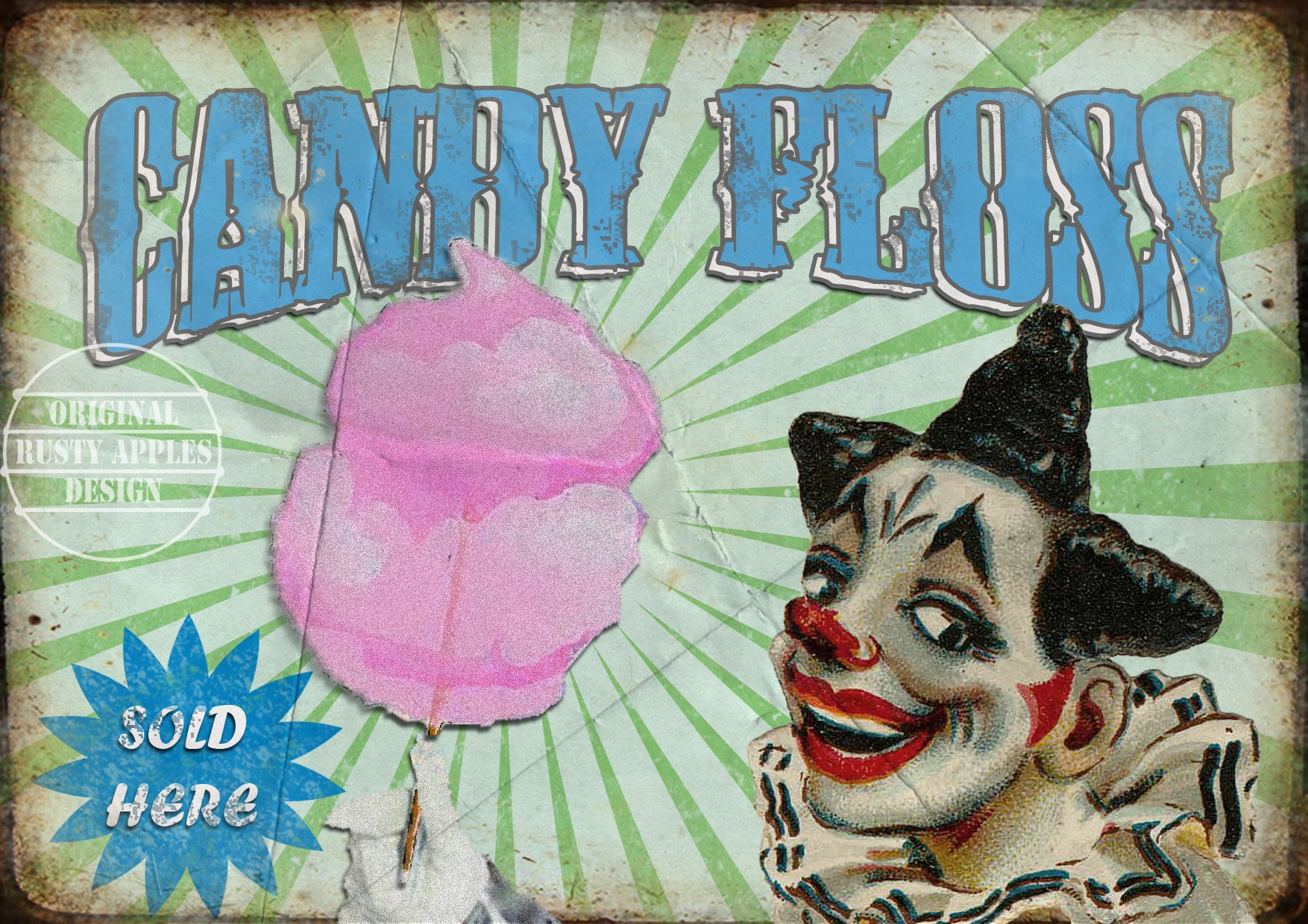 The Rusty Apples Metal Sign Co Pink Candy Floss Vintage Style Fairground Circus Metal Wall Art 3 Sizes To Choose
