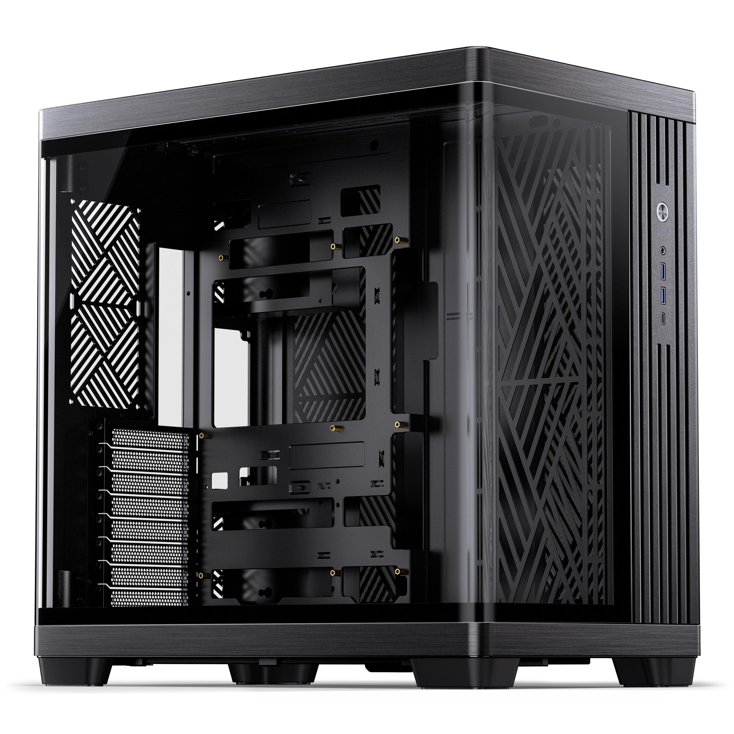 Jonsbo TK-4 PC-Gehäuse Schwarz | ATX Midi-Tower mit Panoramic Tempered Glass für 420 mm Radiatoren & 460 mm GPUs – Ready für Custom Loops