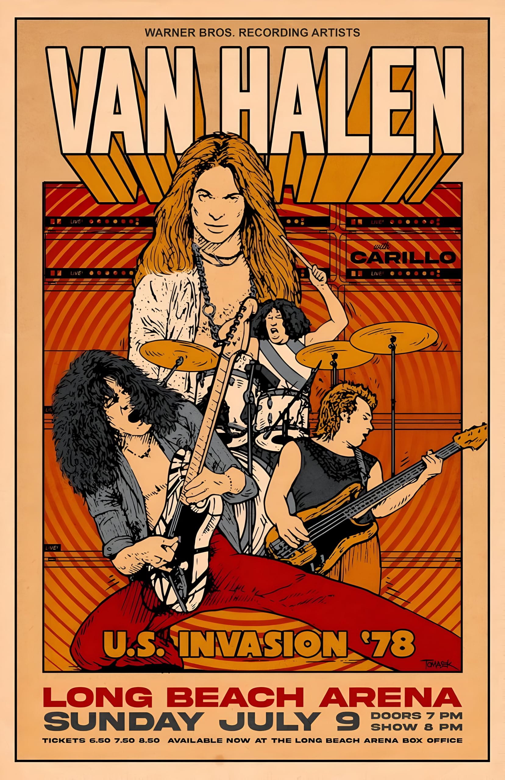 Vintage Van Halen '78 U.S. Invasion Concert Poster | Classic Rock