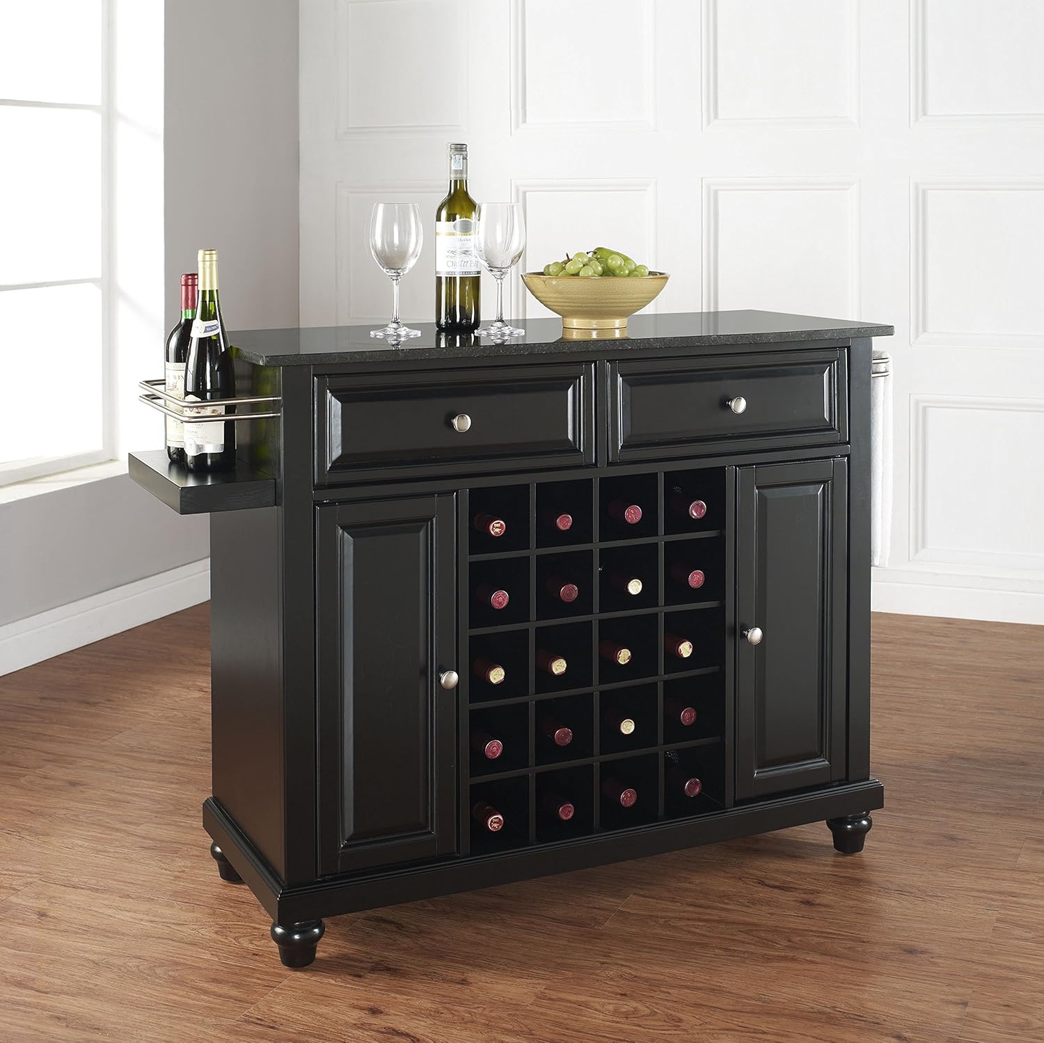 Crosley Cambridge Solid Granite Top Wine Island, Black