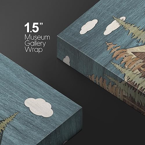 Miniatura 5 de wall26 Lienzo impreso para pared, panel de madera, bosque de pinos, montaña nublada, naturaleza, desierto, arte digital, arte moderno, granjacampo,