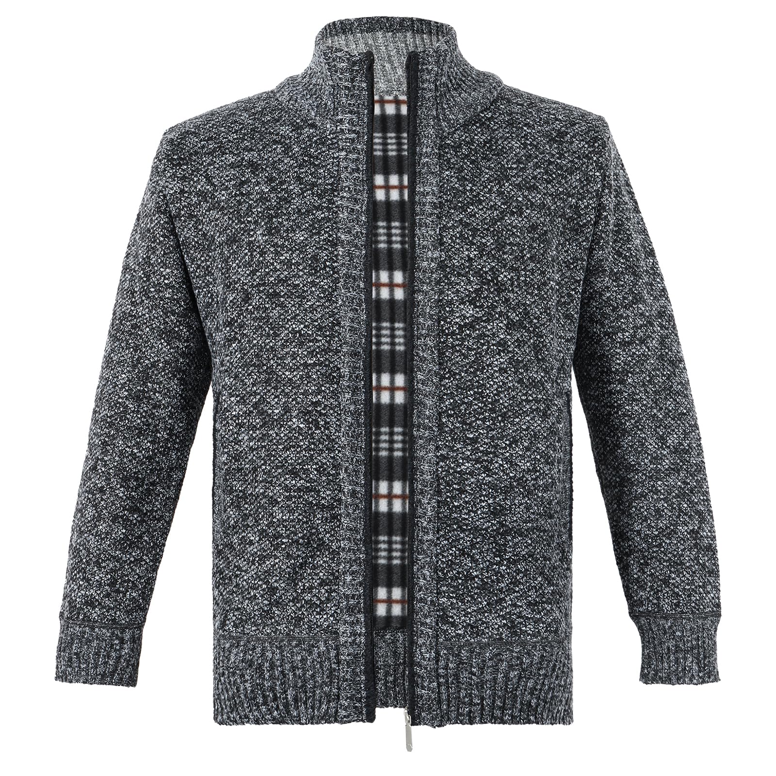 Męski sweter z dzianiny z zamkiem błyskawicznym, męskie swetry ze stójką z długim rękawem, gruby sweter Regular Fit