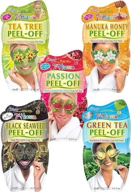 7th Heaven Pamper Peel-Off Face Mask Pack  Includes 5 Easy Peel-Off Masks to Cleanse and Hydrate Skin