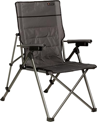 Lippert Sun Soaker - Silla de camping reclinable de tres posiciones con tela de poliéster 600D, respaldoasiento acolchado, estructura de marco de