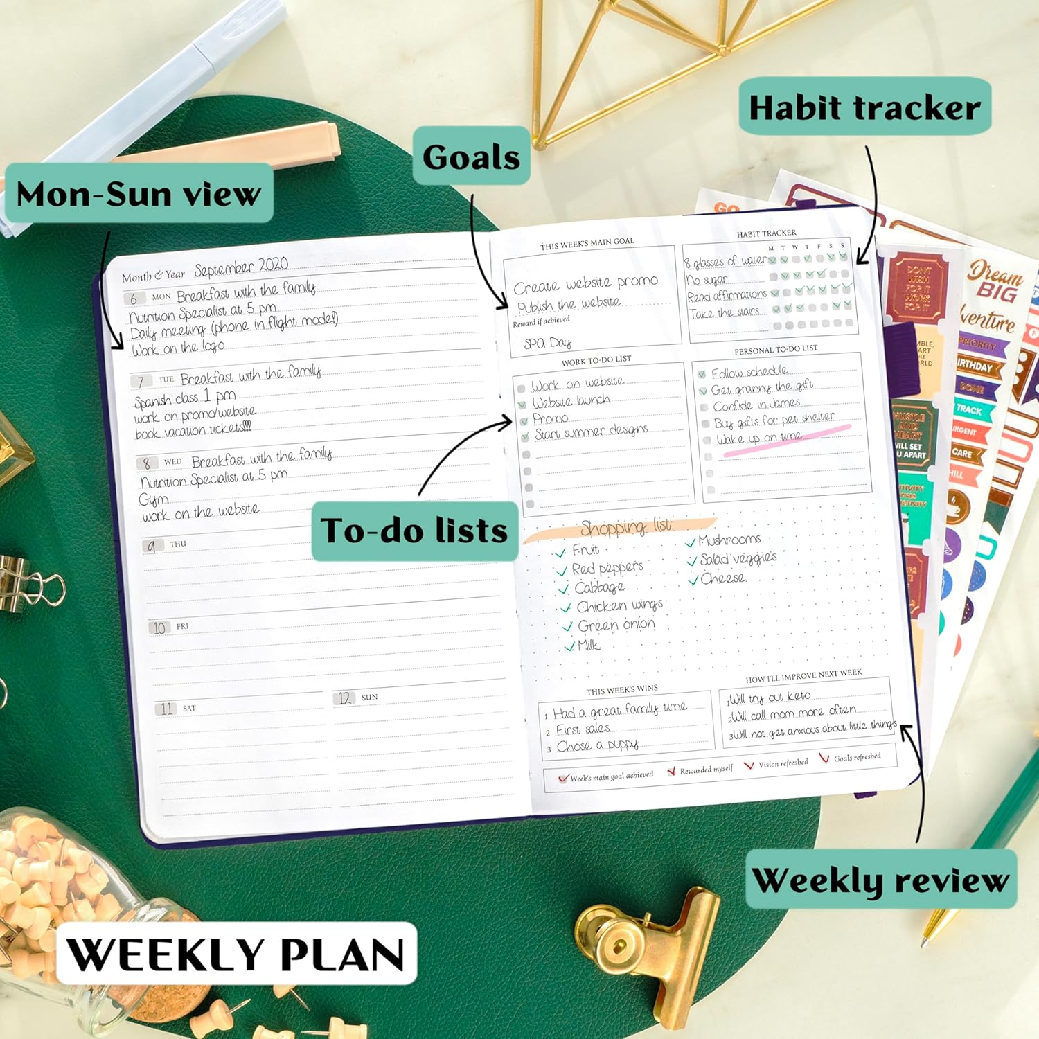 Legend Planner – Undated Weekly & Monthly Life Planner to Hit Your Goals & Live Happier, Organizer Notebook & Productivity Journal, A5 (Purple)