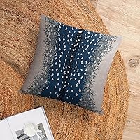 Vista 6 de POMOTER Fundas de almohada de antílope, fundas cuadradas de lino con estampado de antílopes de animales de leño, color azul y blanco, funda