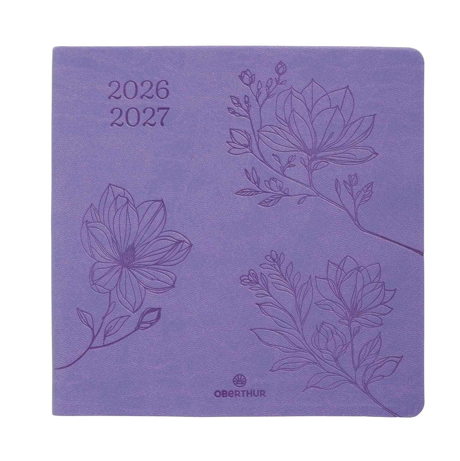 Oberthur - 1 Agenda Semainier Carré - Collection Summerside - Août 2026 à Juillet 2027 - Format 16 x 16 cm - Coloris Lilas