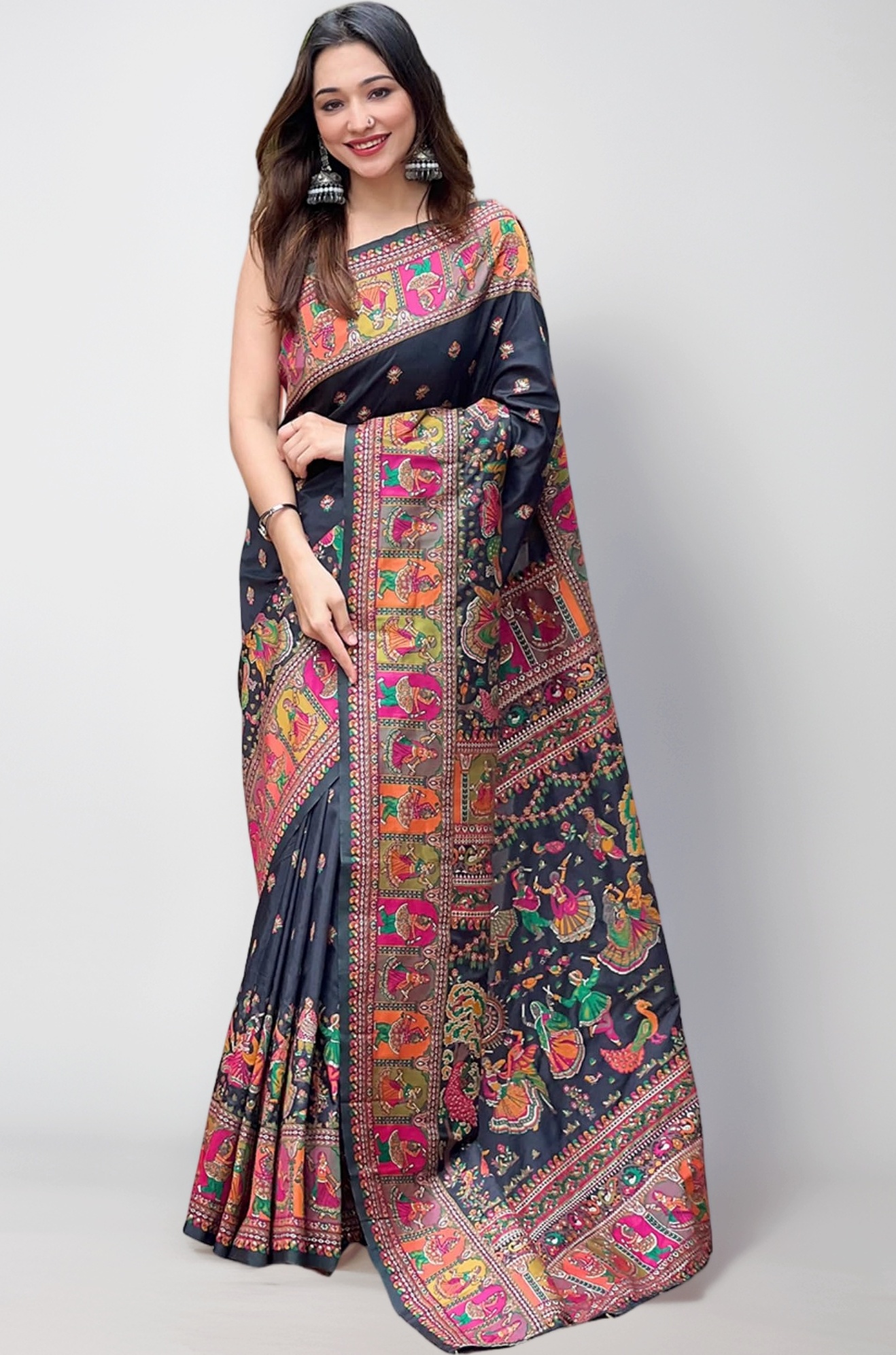 SGF11 Women's Kanjivaram Pure Soft Silk Saree With Unstitched Blouse Piece