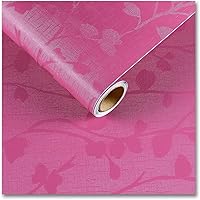 Vista 1 de CRE8TIVE Papel tapiz de seda texturizado para dormitorio de niñas, 12 x 354 pulgadas, papel adhesivo rosa sólido, impermeable, extraíble, hojas