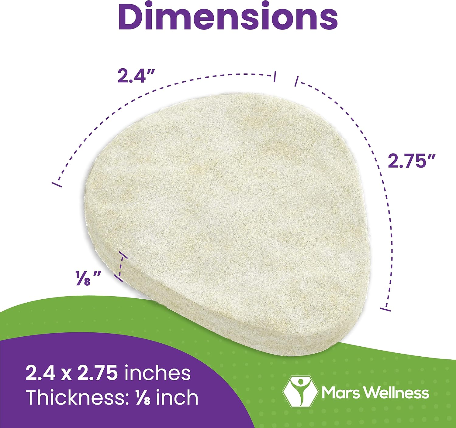 MARS WELLNESS Metatarsal Felt Foot Pad 1/8" Thick - USA Made - 6 Pairs (12 Pieces)