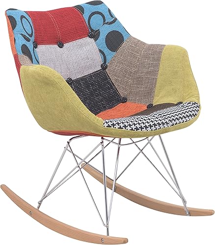 Miniatura 16 de LeisureMod Willow - Silla mecedora, individual, color beige Beige,Gris,Multi color