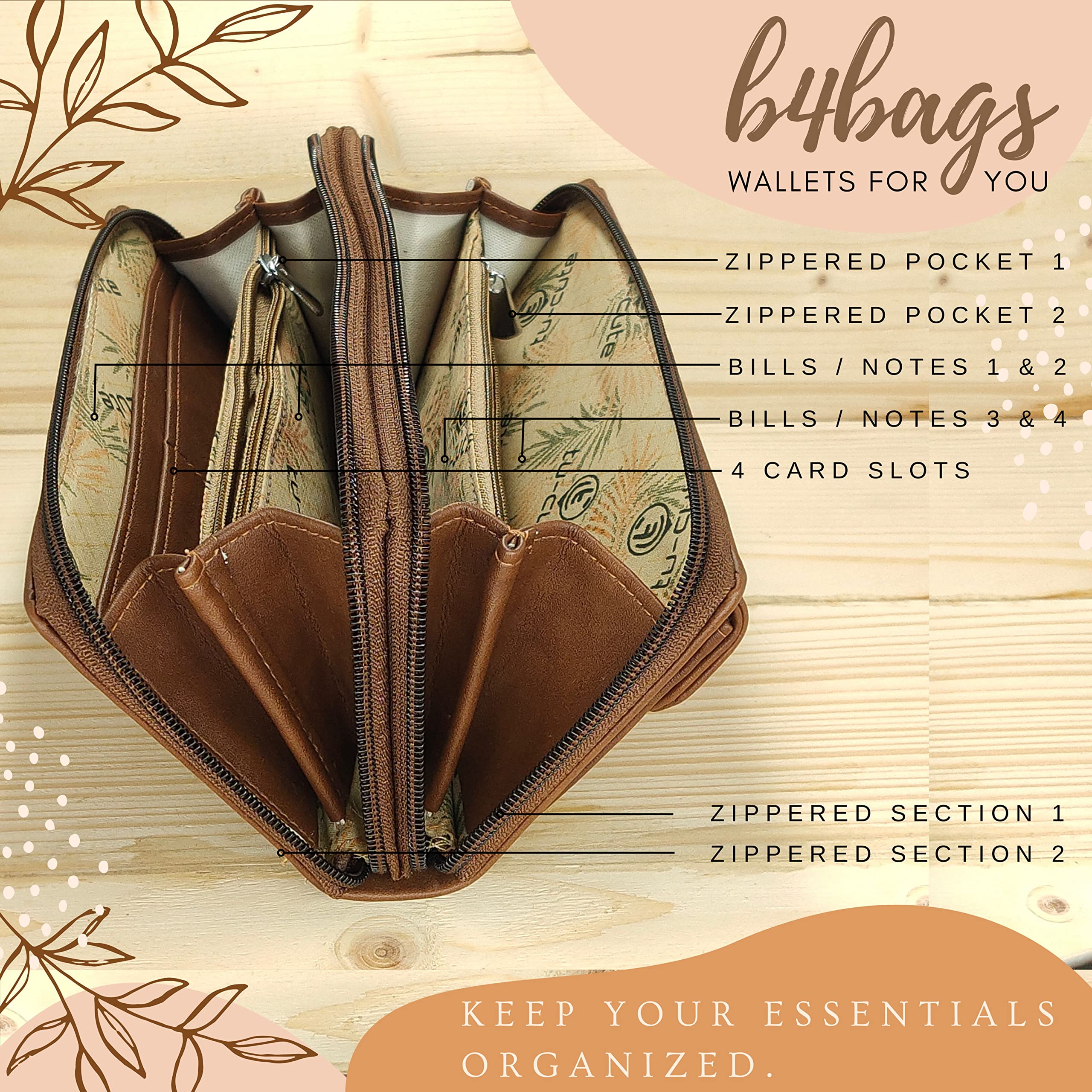 b4bags Wallet for Women | Stylish Clutch for Daily Use | Ladies Hand Purse | Return Gifts for Girls(Brown) 3
