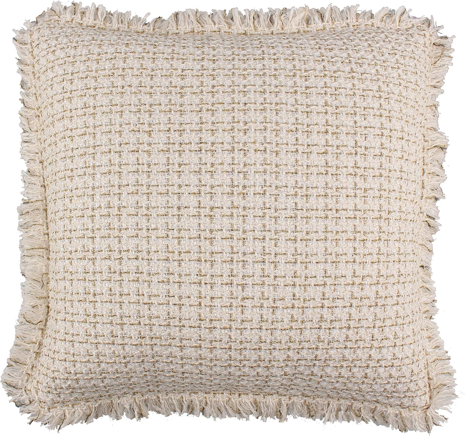 Levtex Home Villa Lugano Cosima - Decorative Pillow (18 x 18in.) - Textured Fringe - Taupe and Cream