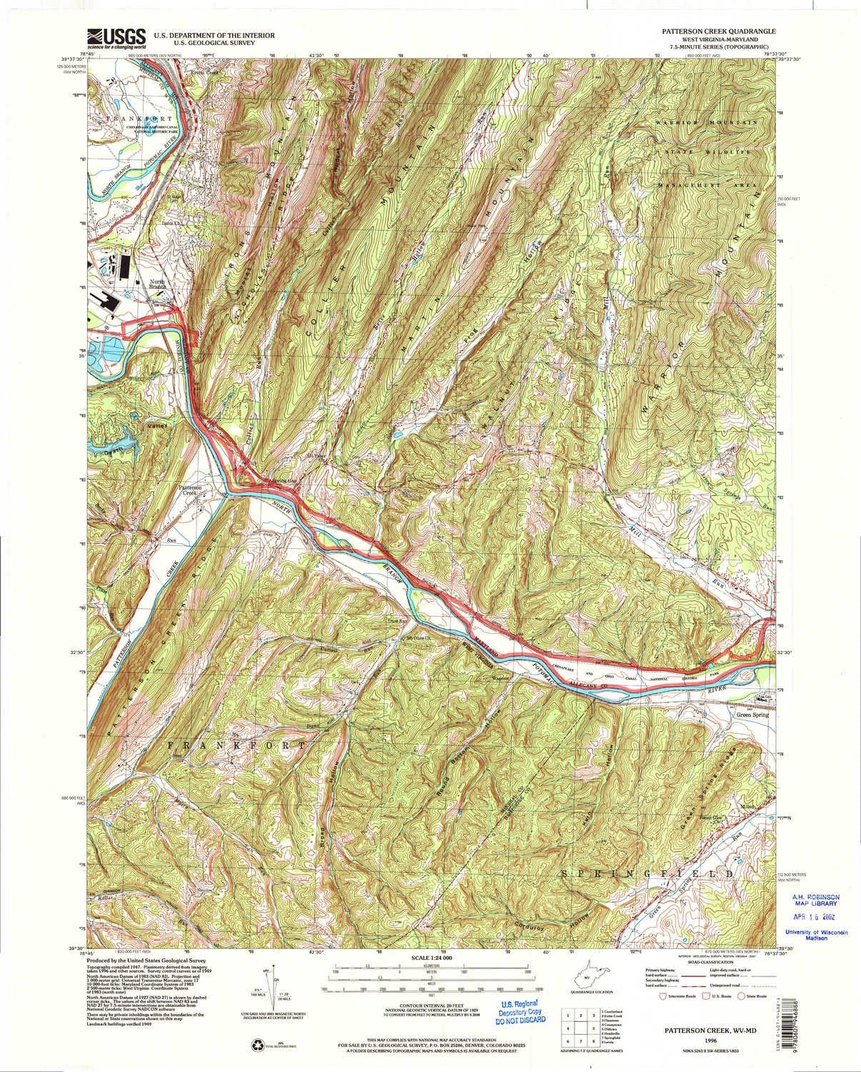 YellowMaps Patterson Creek WV topo map, 124000 Scale, 7.5
