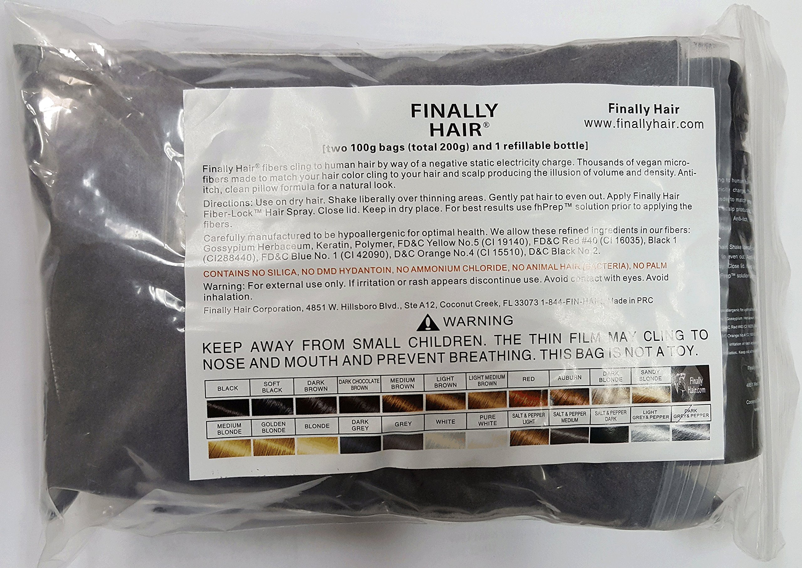 Finally Hair Building Fibers 200 Grams 7 Oz. With Bottle 50g4 (Dark Grey and Pepper)