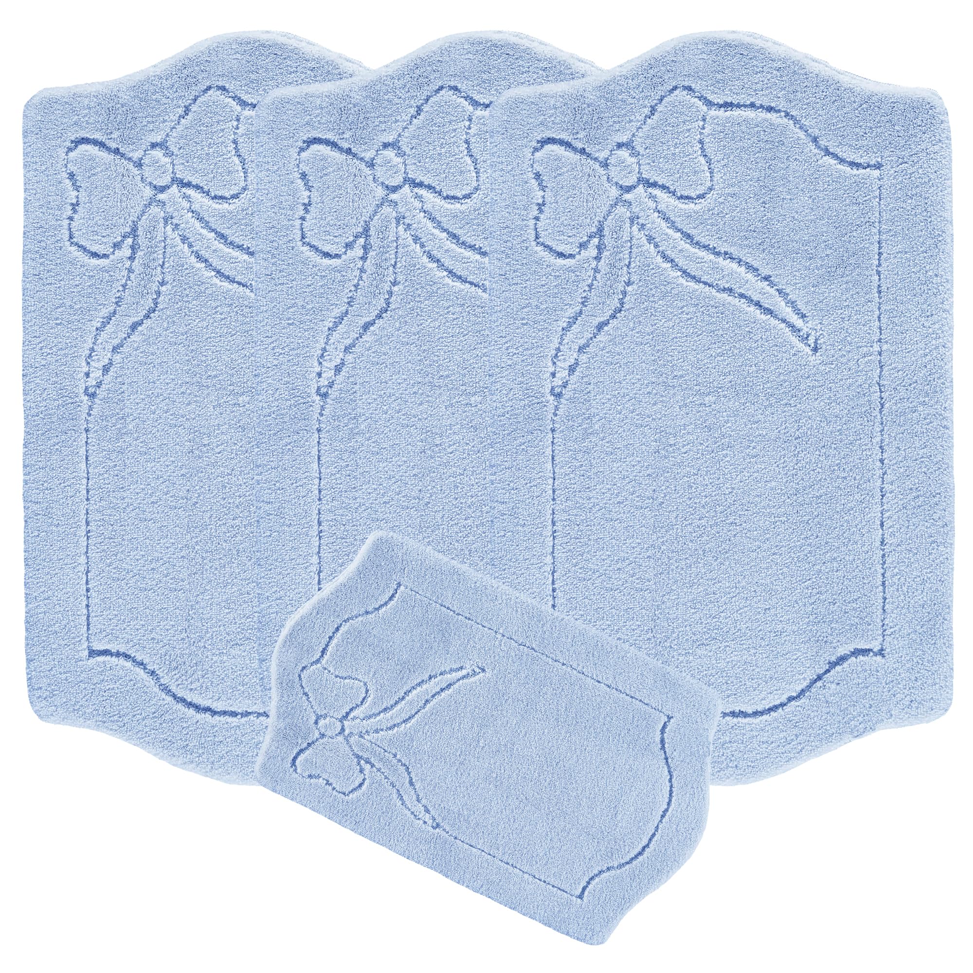 emmahome ROMANY GYPSY WASHABLE 4PCS MAT/RUG SET, CARAVAN/MOBILE HOME TOURER SIZES, 67X120CM, LEAFY Smart (Blue)