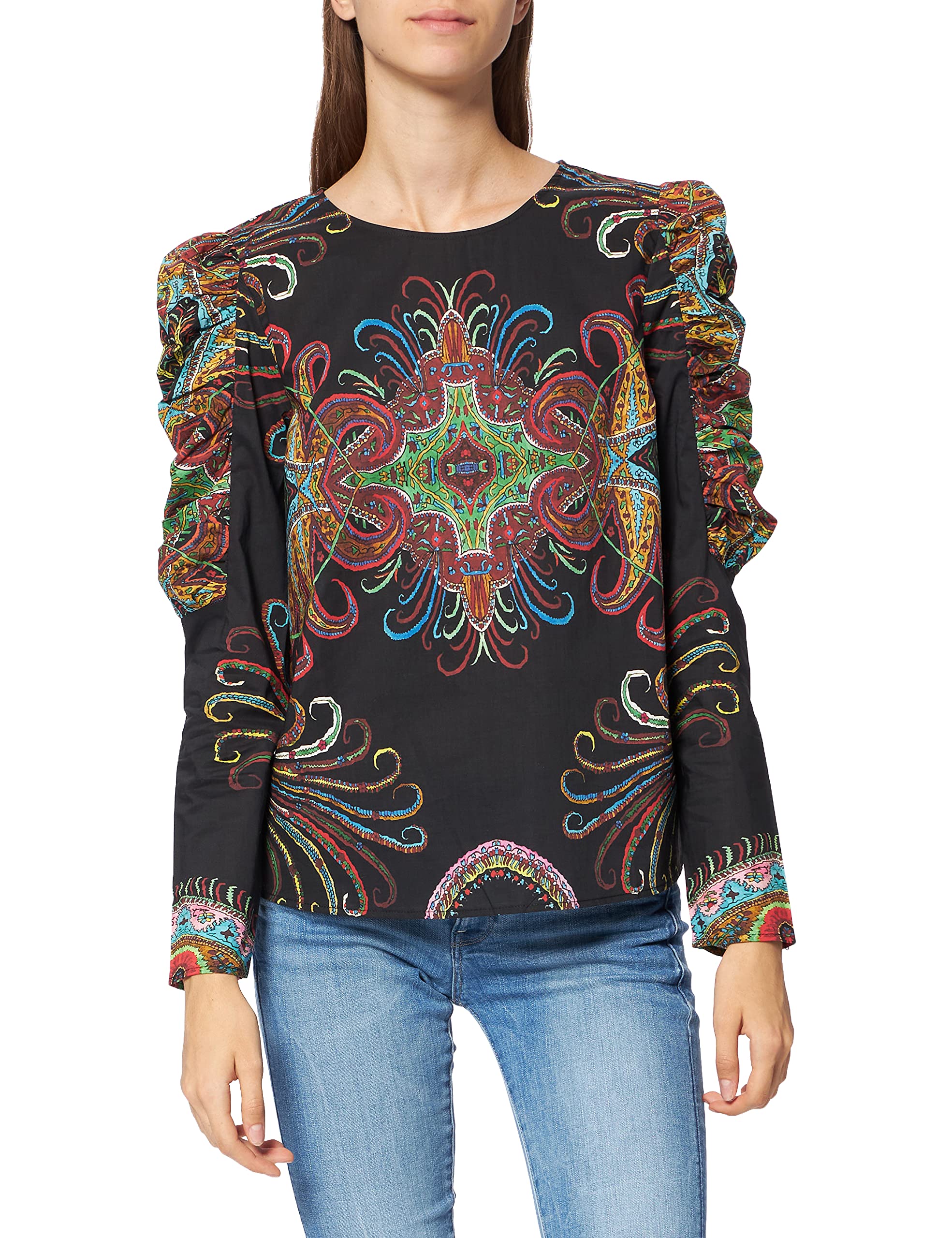 Desigual womens BLUS_RAVVEL Blouse, Black, S