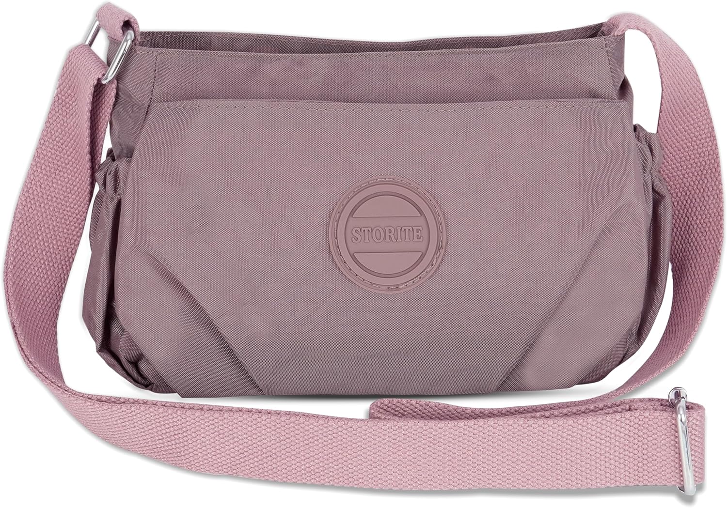 Storite Women’s Stylish Small Nylon Lightweight Sling Crossbody Shoulder Bag, Portable Ladies Purse with Adjustable Single Strap (15cm x 9cm x 8cm, Bean Purple)