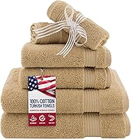 Vista 92 de American Veteran Towel, Paquete de 4 toallas de baño turcas 100% algodón para baño, 27 x 54 pulgadas, extra grandes, de secado suave, color azul