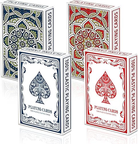 Miniatura 2 de Metsyth Juego de 2 cartas de póquer de plástico impermeables, cartas de juego de letras grandes grandes para adultos mayores, juego de 2 barajas de