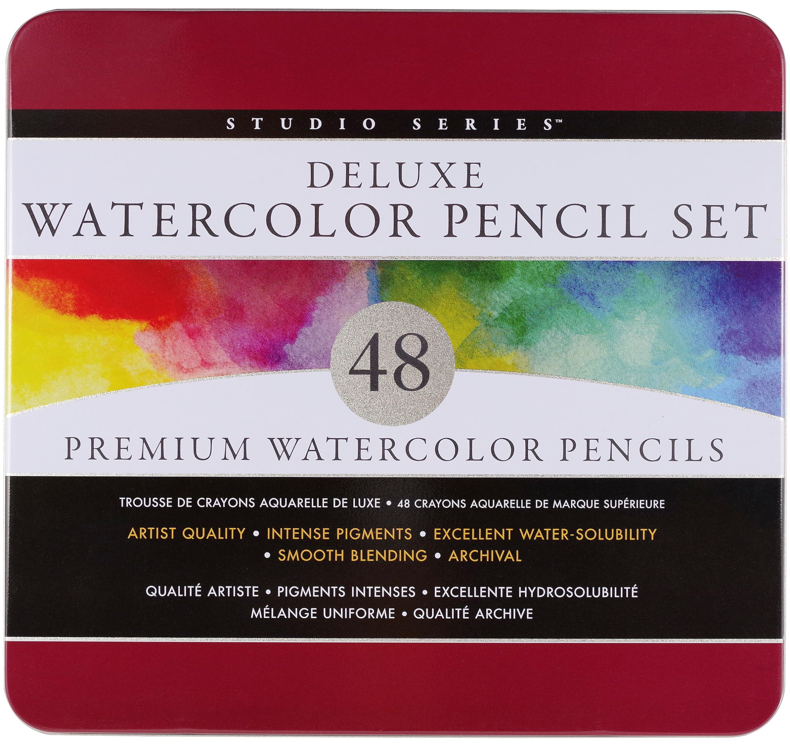 Studio Series Watercolor Pencil Set (48 high pigment, blendable pencils)