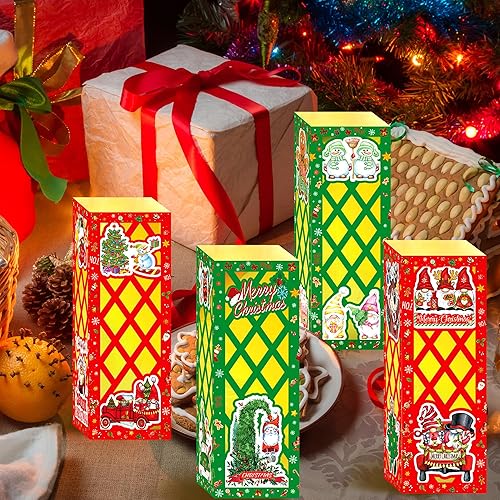 Miniatura 6 de Holkcog Decoraciones de Navidad, cajas de luz LED, regalos de fiesta de Navidad para niños, centros de mesa de Navidad, linternas de papel rojo y