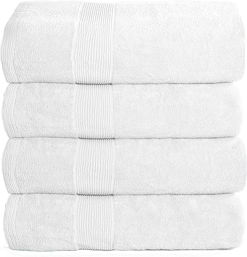 Miniatura 1 de Elvana Home Juego de 4 toallas de baño de 27 x 54, 100% algodón hilado en anillos, ultra suave, altamente absorbente, lavable a lavadora, toallas de