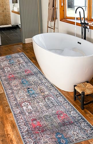 Alfombra de pasillo extra larga de tamaño personalizado para pasillos, diseño oriental turco con diseño de motivo turco con parte trasera