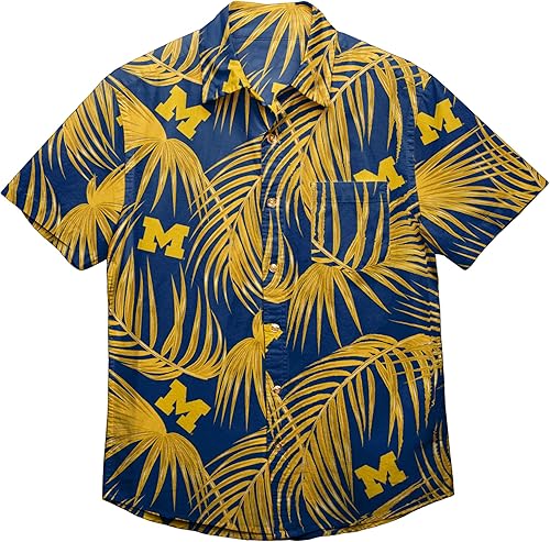 Miniatura 58 de FOCO NCAA Mens NCAA College Team Logo Floral Tropical Hawaiian Button Up Shirt