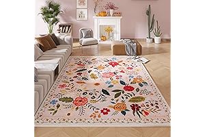 Floral Vintage Area Rug; 5x7 Indoor Washable Bohemian Non Slip Rugs for...