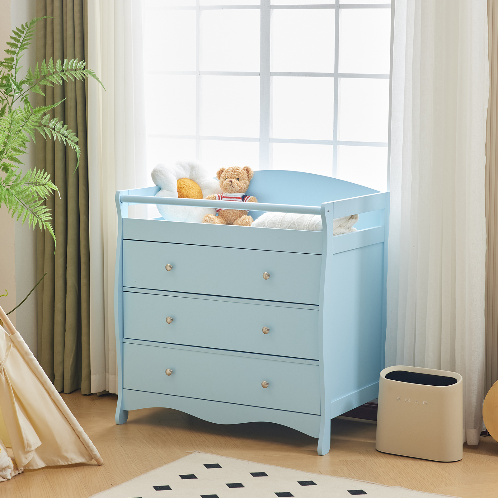 blue changing table dresser Amazon.com: Karl home Changing Table Dresser Baby Diaper Changing Station  Infant Nursing Table with 3 Drawers, Safety Rail & Strap for Bedroom,  Nursery, Blue : Baby