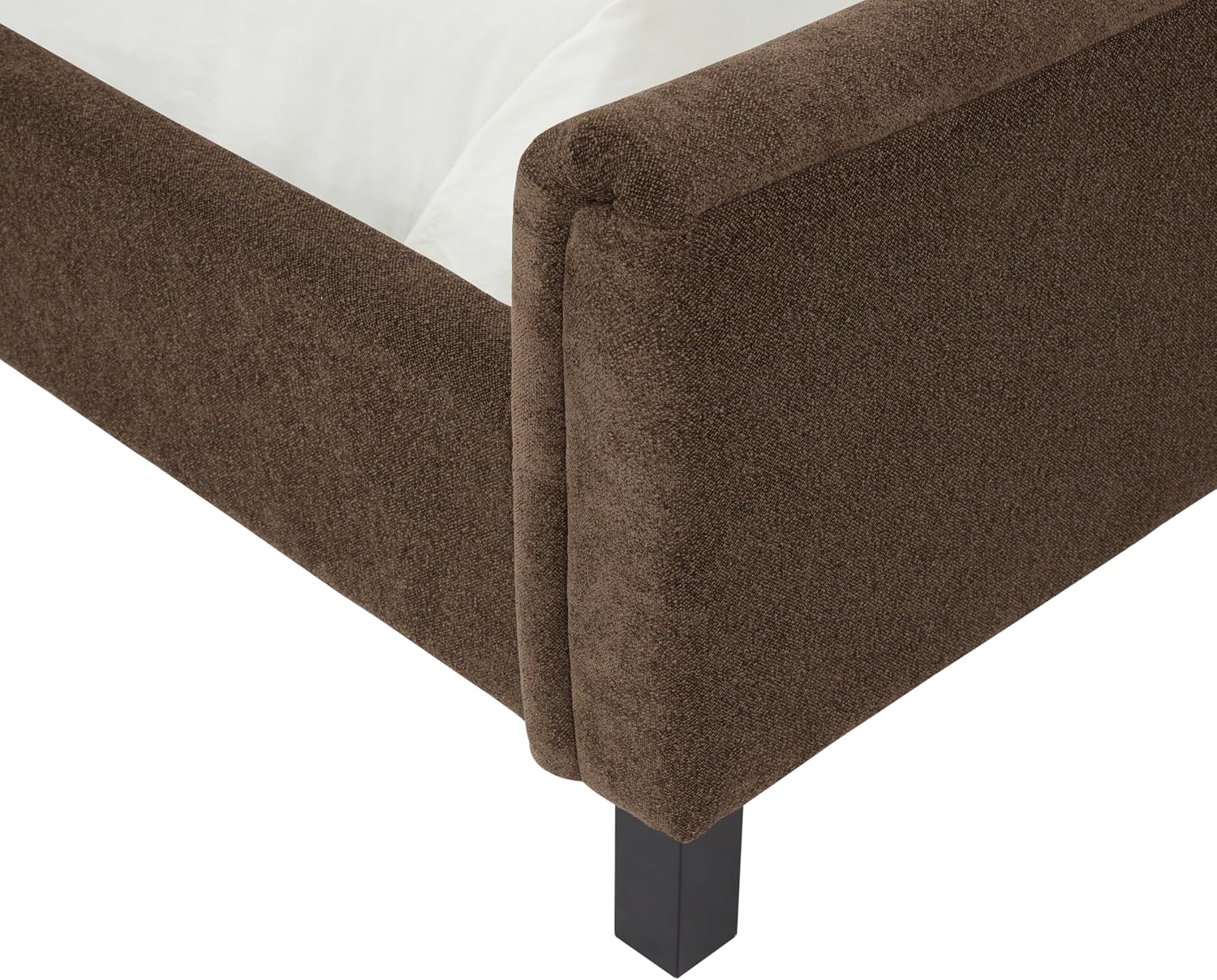 SAFAVIEH Couture Collection - Finney Dark Brown Upholstered King Bed, Modern Minimalist Design, No Box Spring Needed (SFV4872B-K)