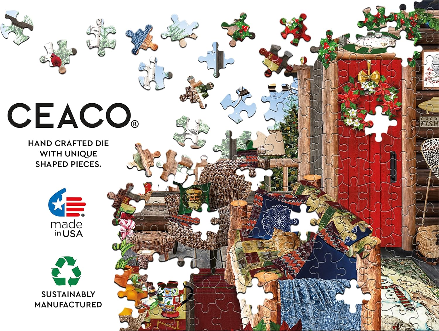 Ceaco - Tracy Flickinger - Christmas Lodge - 300 Piece Jigsaw Puzzle