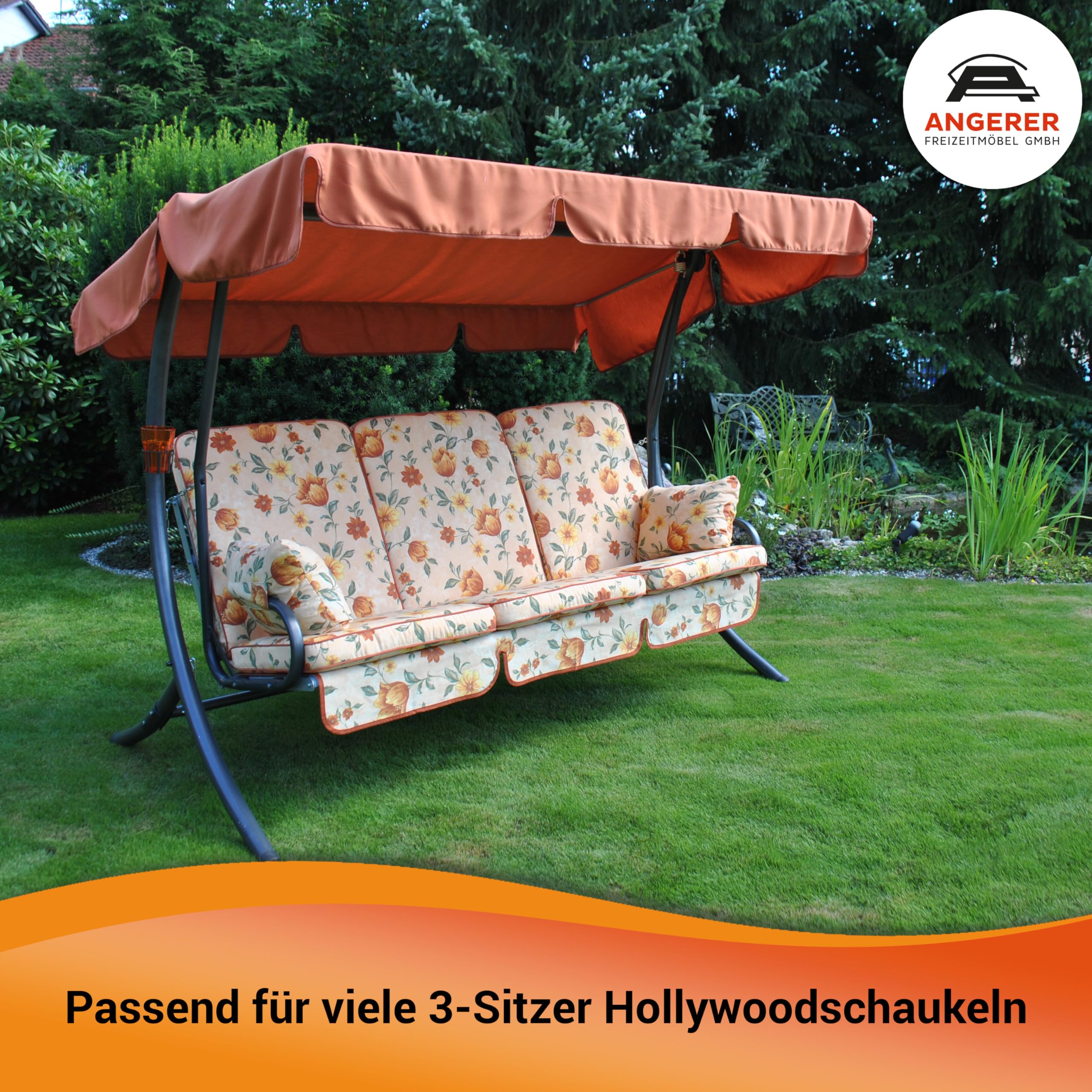 ANGERER Freizeitmöbel GmbH Hollywoodschaukel Auflage Exklusiv - passend für viele 3-Sitzer Hollywoodschaukeln - Schaukelauflage Made in Germany (Bordeaux kariert)