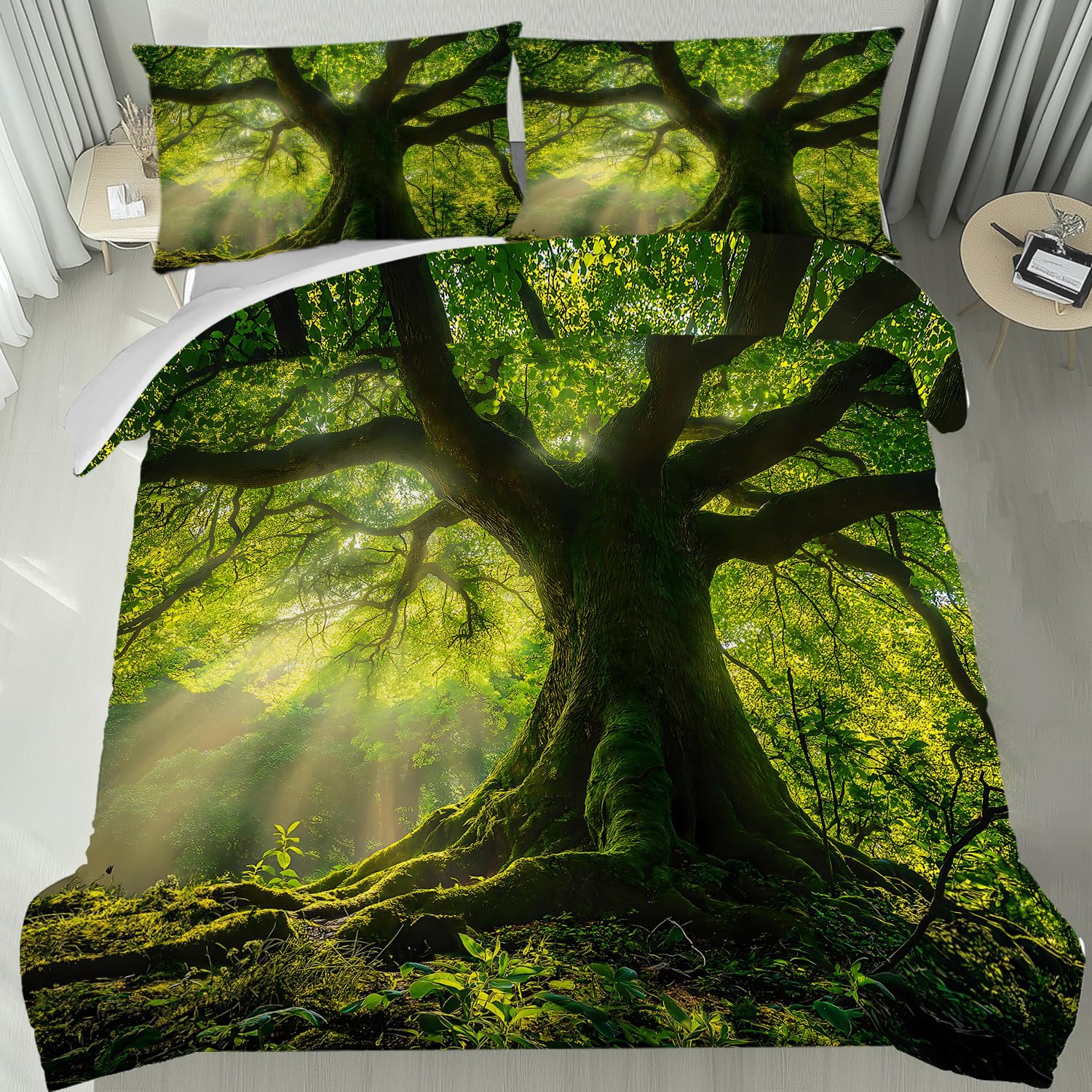 Parure de lit chêne ancien 240x260cm avec housse d'exception et taies assorties au fini raffiné