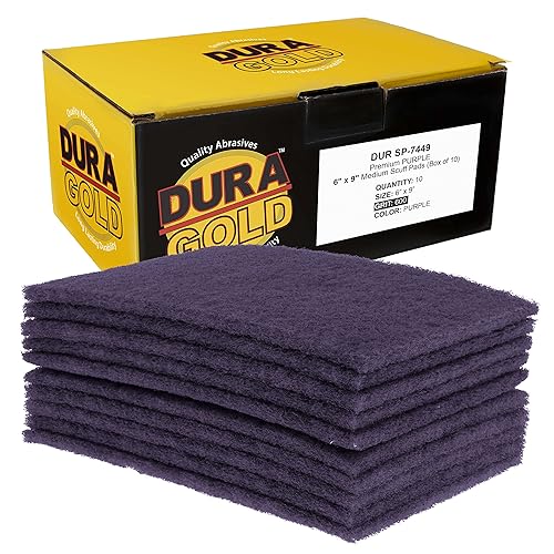 Miniatura 7 de Dura-Gold Paquete variado de 10 almohadillas prémium de 6 x 9 pulgadas 2 unidades cada granate gris dorado morado y blanco rayas estropajo lijado