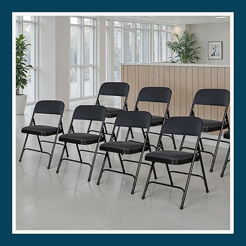 Miniatura 2 de OEF Furnishings Serie OEF2200 - Sillas plegables de doble bisagra acolchadas de tela de alta calidad para servicio pesado (paquete de 4, negro Negro